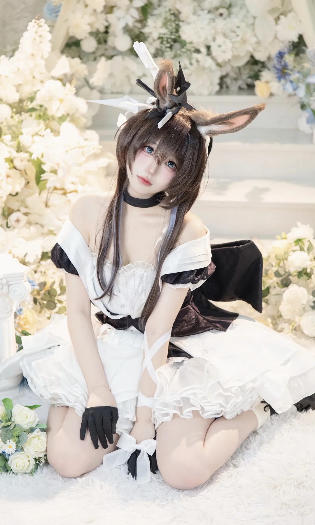 2次元少女, うさ耳衣装, アークナイツ, アーミヤ コスプレ, コスプレ撮影