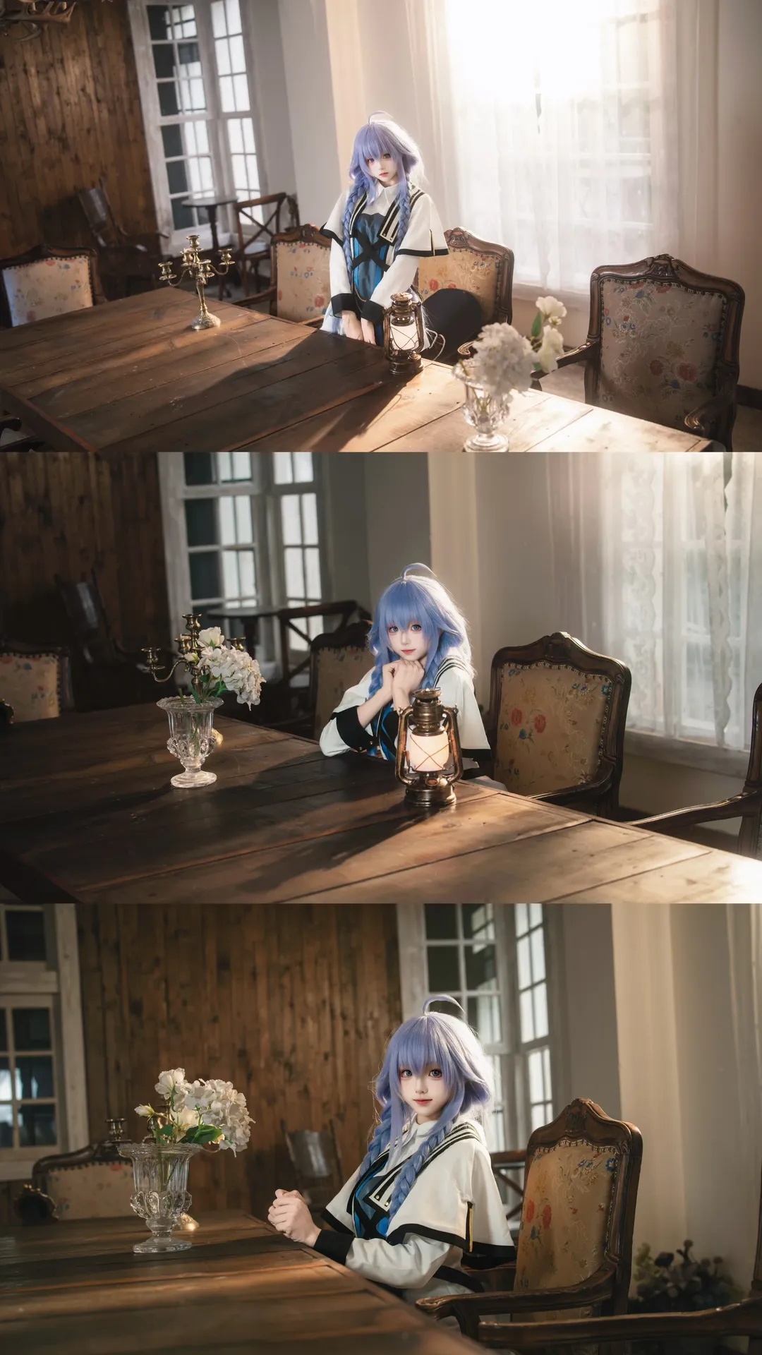 二次元cosplay, 无职转生, 洛琪希·米格路迪亚cos, 复古氛围写真, 蓝发编发 - 第3张