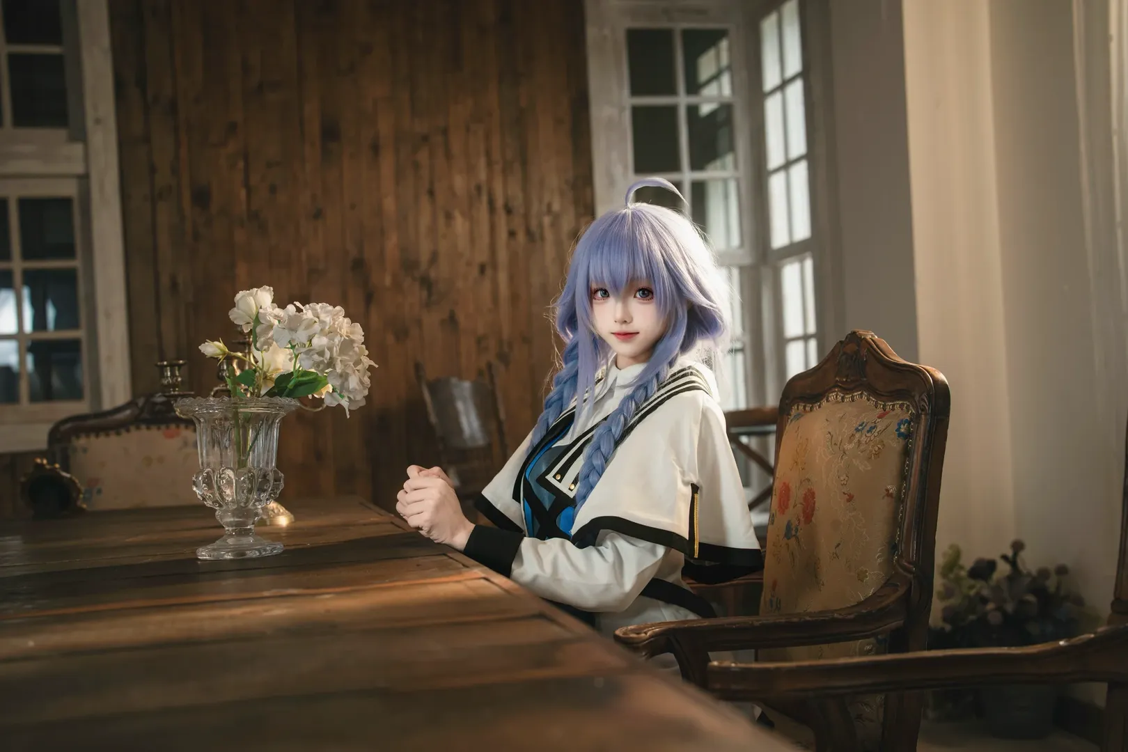 二次元cosplay, 无职转生, 洛琪希·米格路迪亚cos, 复古氛围写真, 蓝发编发 - 第7张