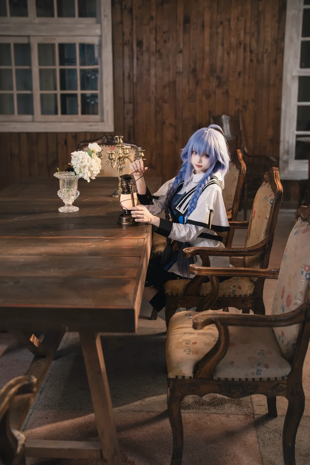 二次元cosplay, 无职转生, 洛琪希·米格路迪亚cos, 复古氛围写真, 蓝发编发 - 第8张