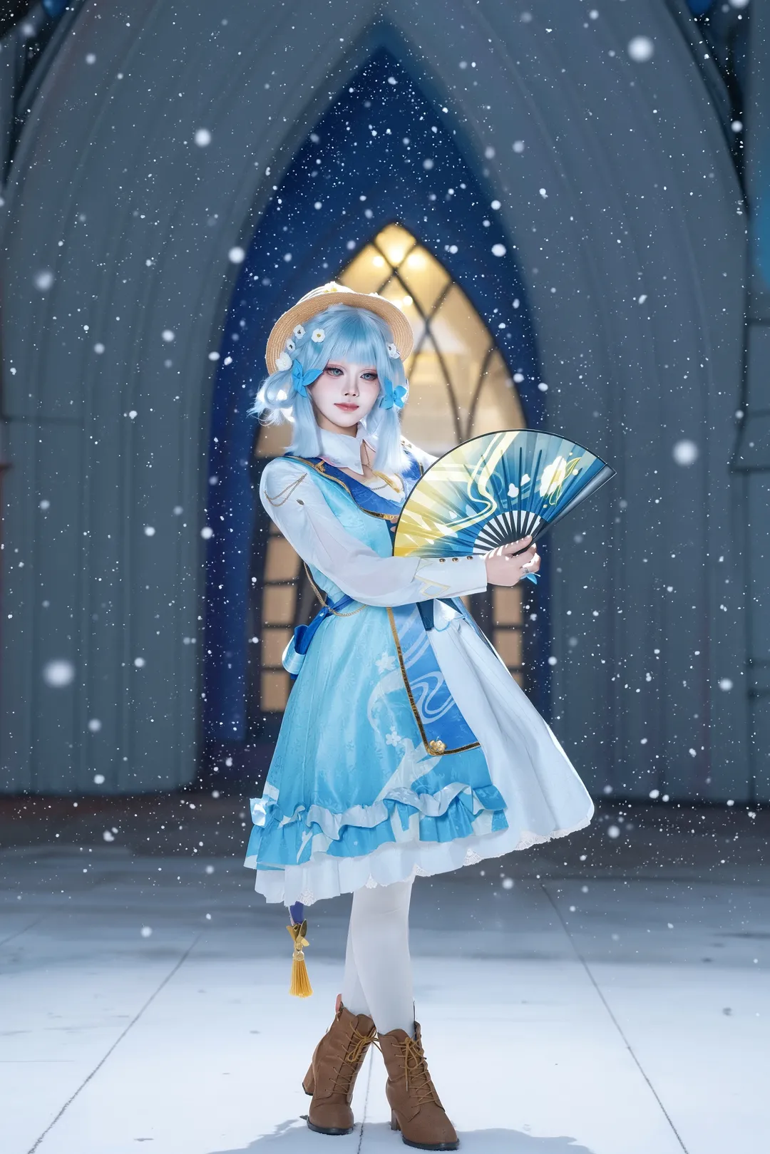 原神, 二次元摄影, 神里绫华cos, 花时来信, 雪景cosplay