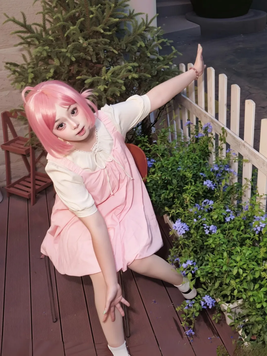 Cosplay photography, Anime-style fashion, Pink wig, Luo Xiaobai cosplay, The Legend of Luo Xiao-Hei