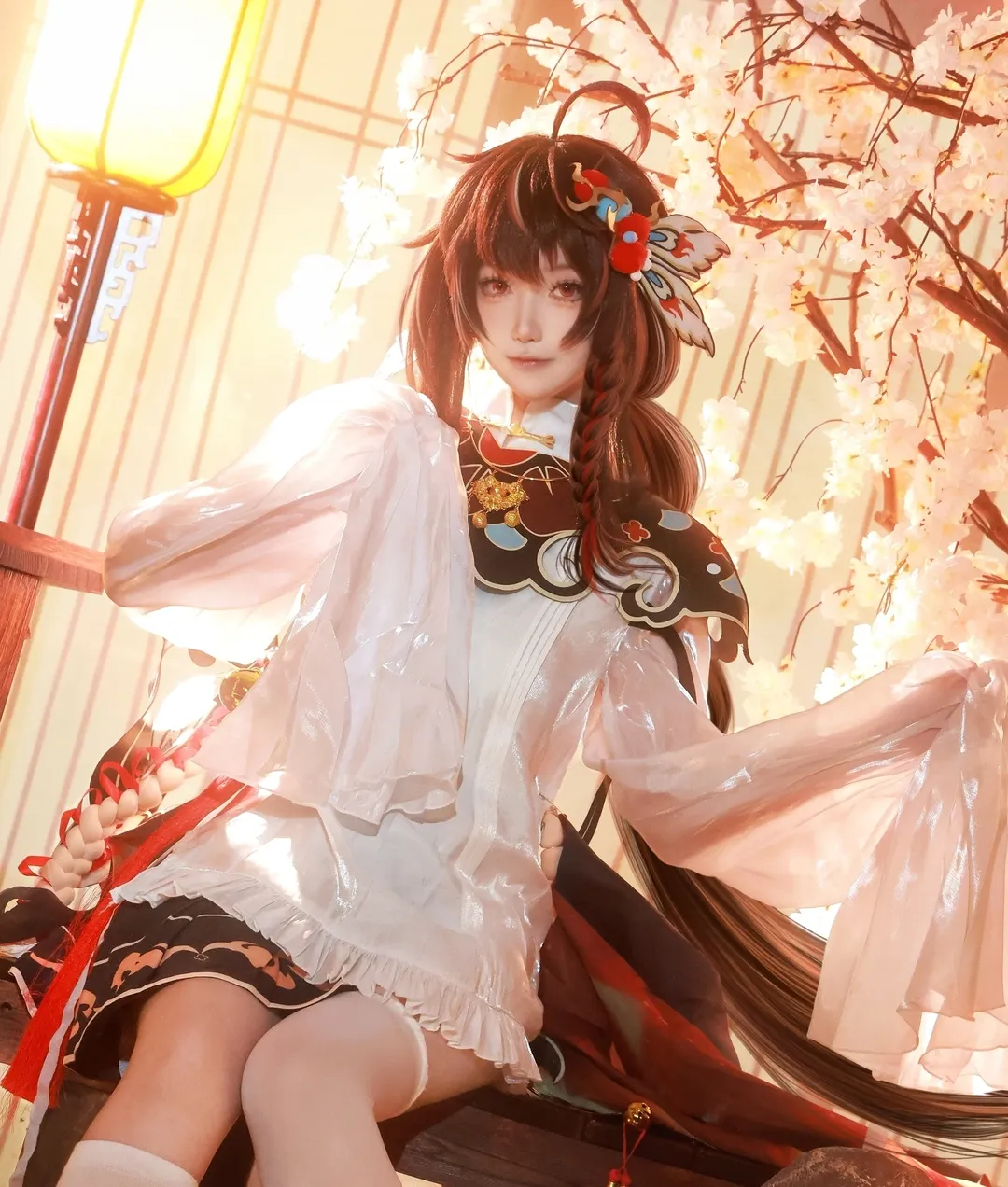 过膝袜穿搭, 棚拍人像, Vocaloid, 乐正绫cos, 国风元素