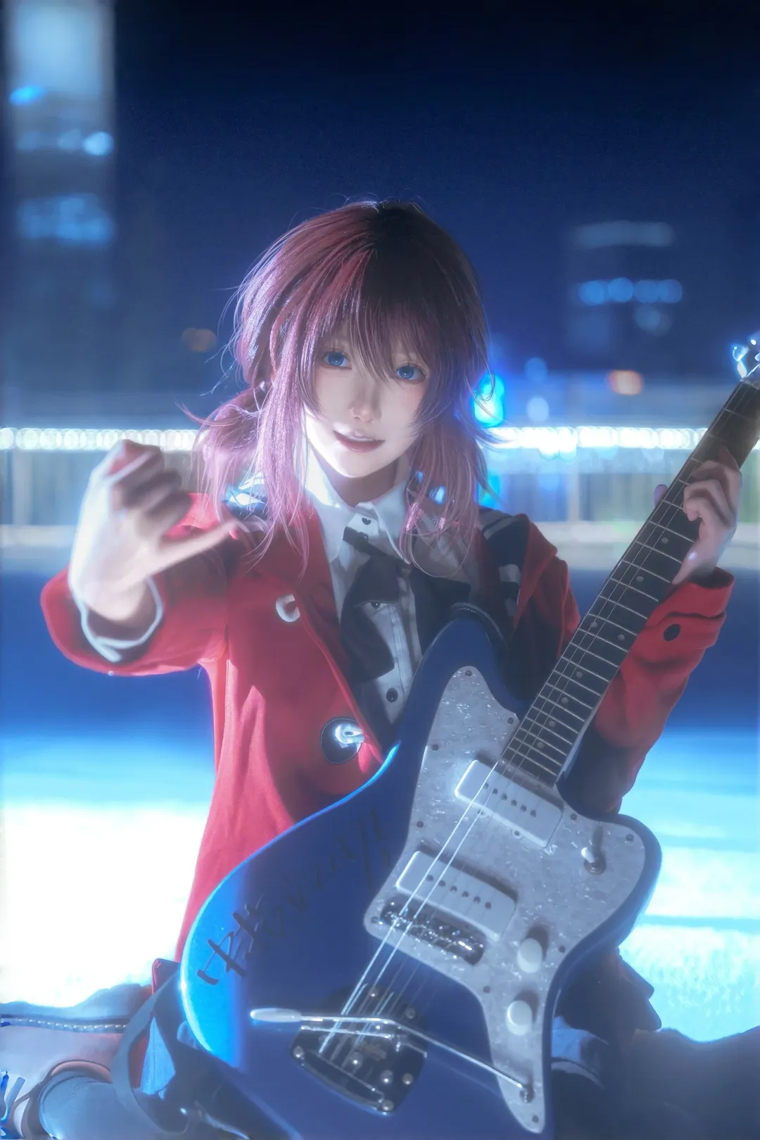 cosplay摄影, 夜景cos, 井芹仁菜cos, Girls Band Cry, 吉他少女 - 第2张