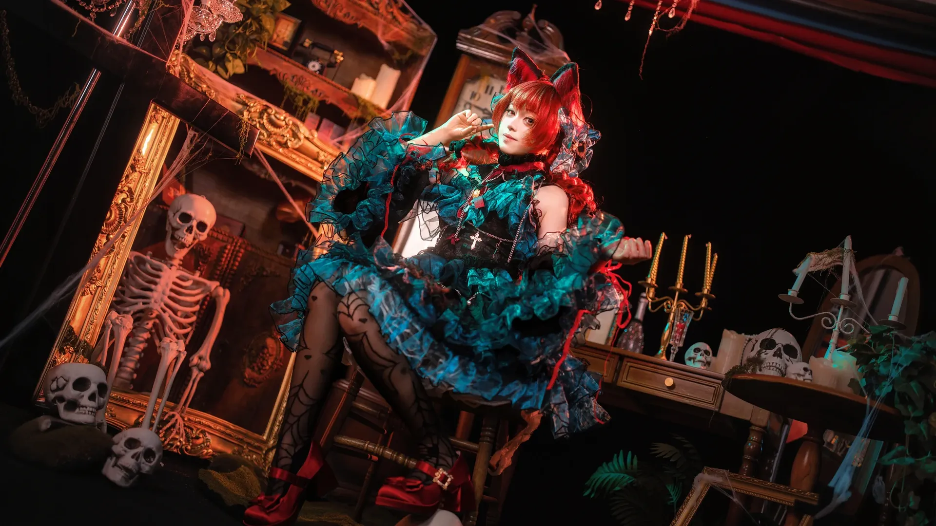 Anime-style photography, Touhou Project, Kaenbyou Rin cosplay, Gothic style cosplay, Gothic Lolita - Image 4