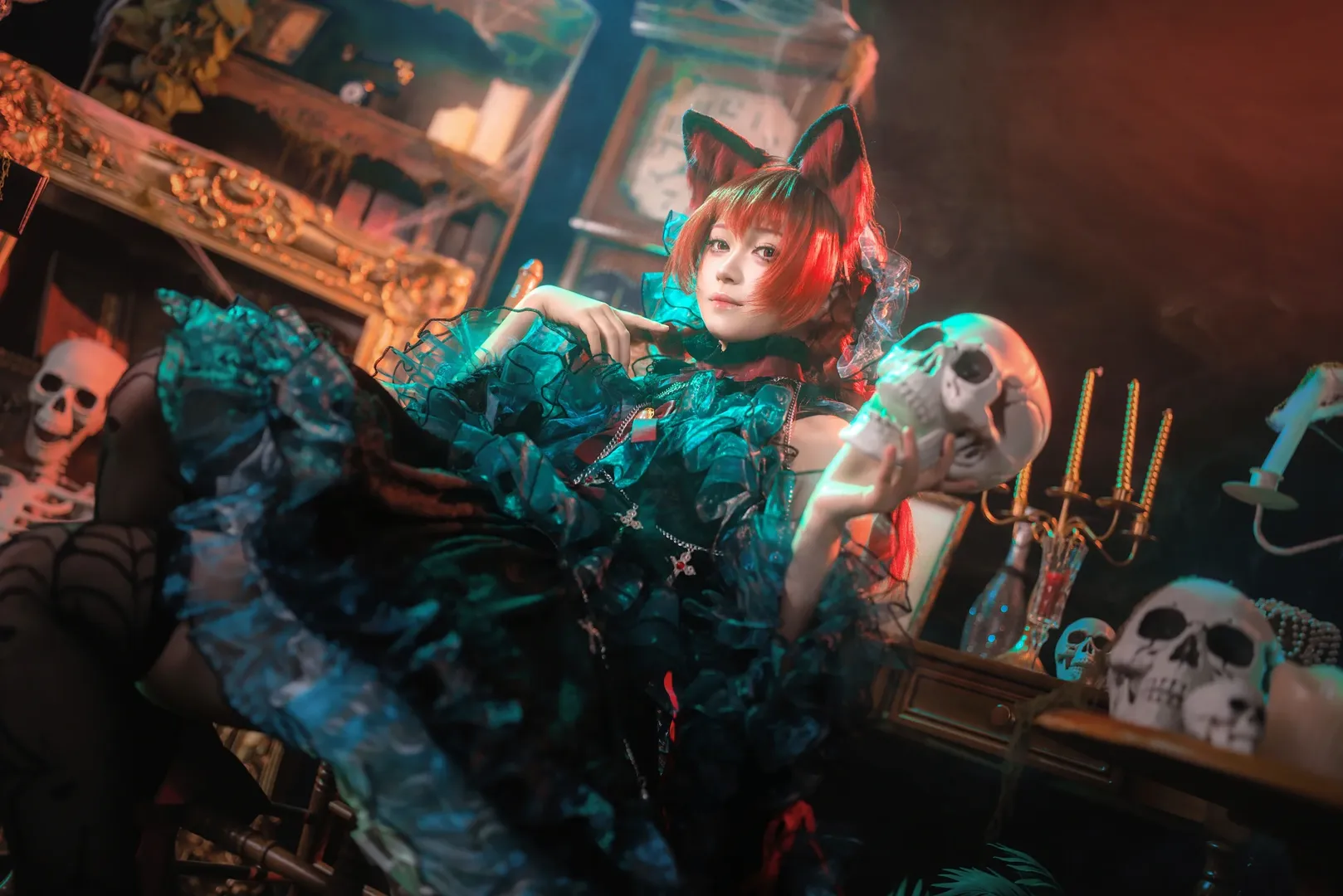 Anime-style photography, Touhou Project, Kaenbyou Rin cosplay, Gothic style cosplay, Gothic Lolita - Image 6