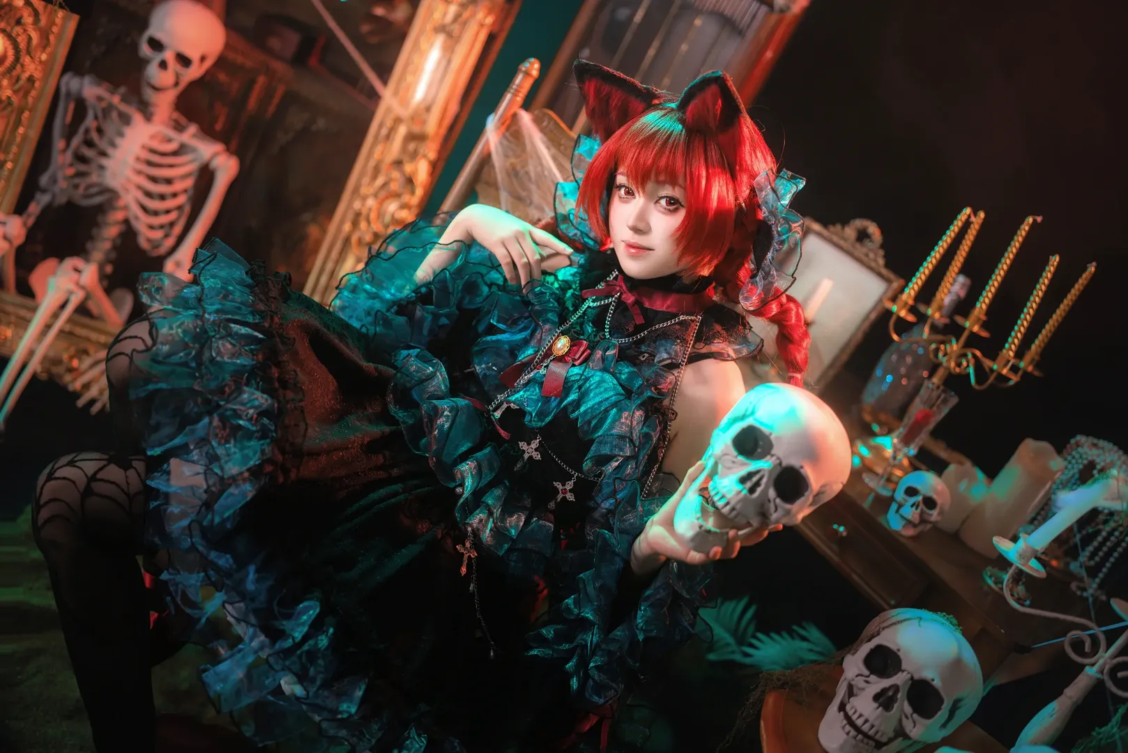 Anime-style photography, Touhou Project, Kaenbyou Rin cosplay, Gothic style cosplay, Gothic Lolita - Image 7