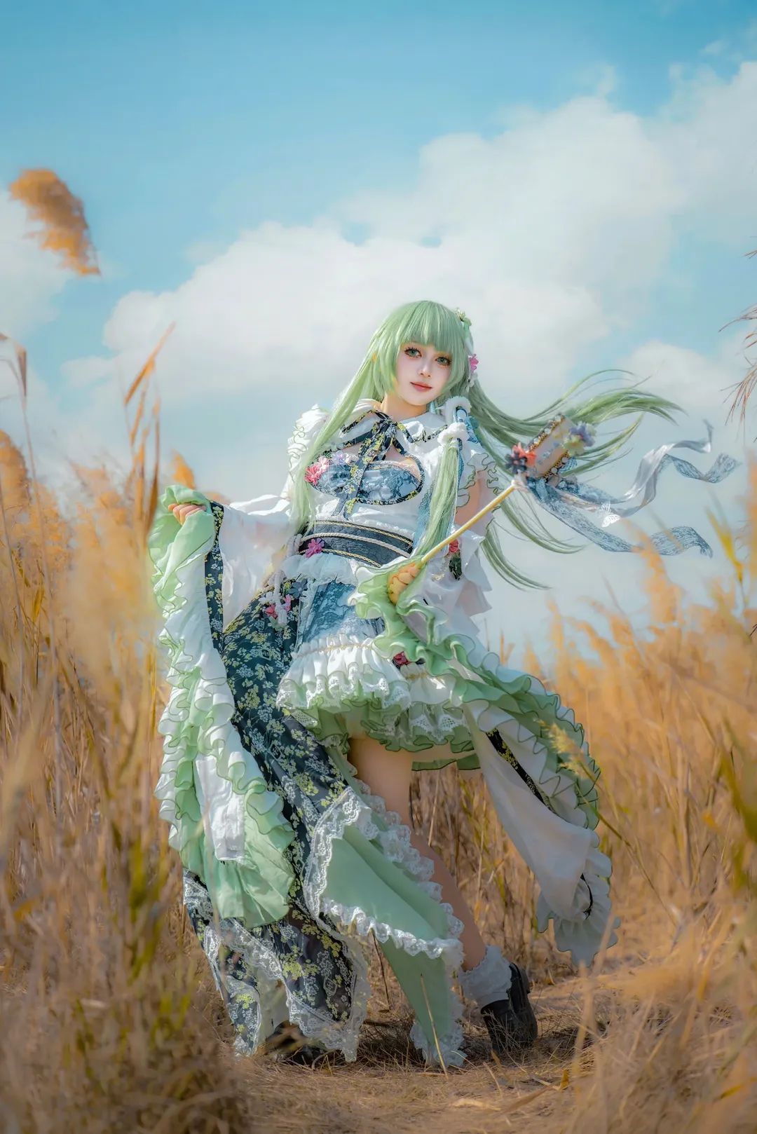 東方Project, 二次元コスプレ, 東風谷早苗 コスプレ, ロケーション撮影, 葦の写真撮影