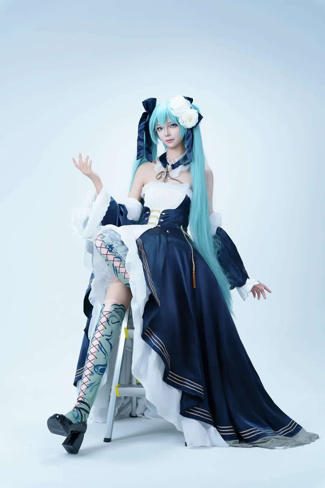 初音未来cos, cos正片分享, 望月礼服, 初音未来同人, Miku
