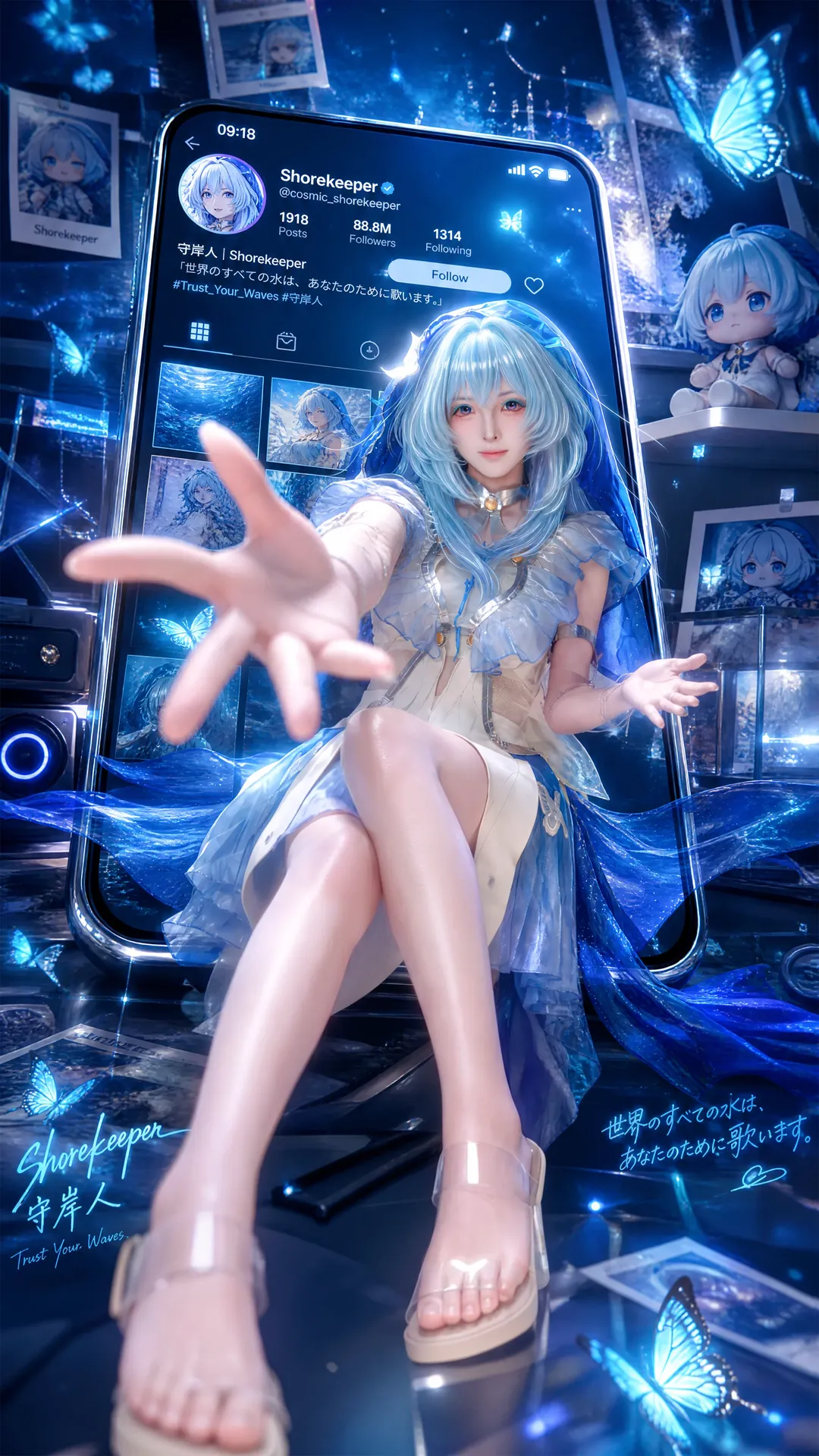 鸣潮, 二次元摄影, 守岸人cos, 蓝发少女, 氛围感cosplay - 第1张