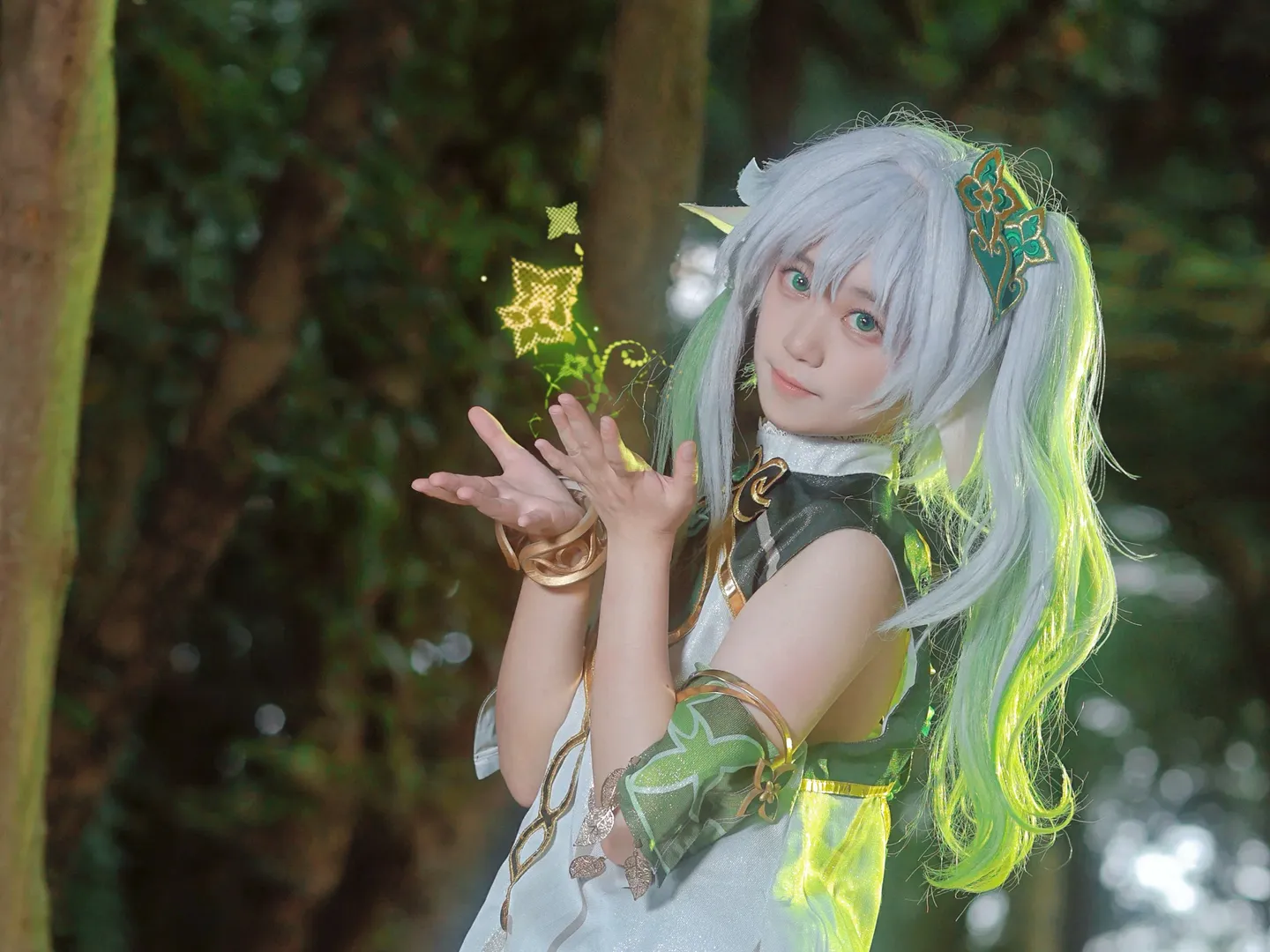 二次元, 原神, ナヒーダ コスプレ, コスプレ撮影, 森の撮影