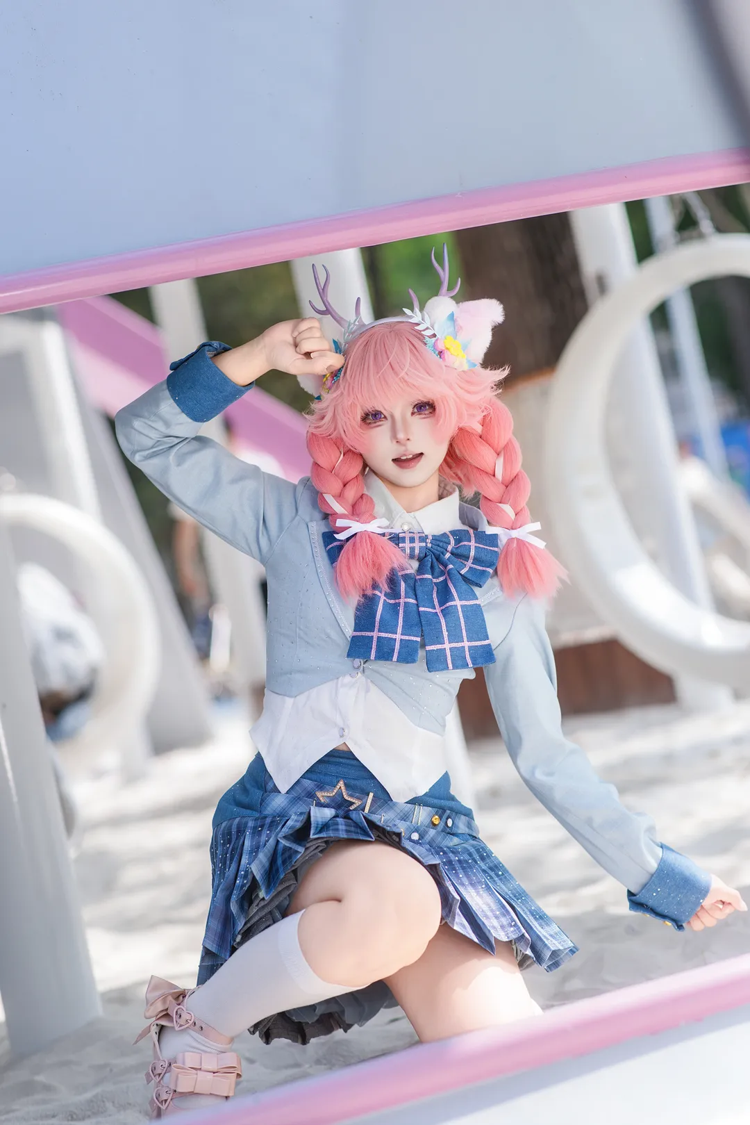 Cosplay, 王者荣耀, 瑶cos, 白丝穿搭, 游乐园写真 - 第2张