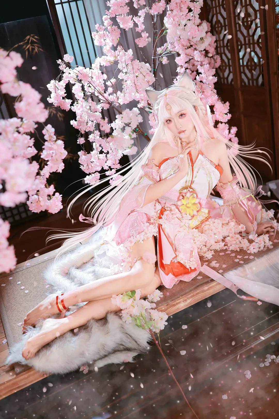 永劫无间, 和风cosplay, 樱云天女, 土御门胡桃cos, 粉色系摄影 - 第2张