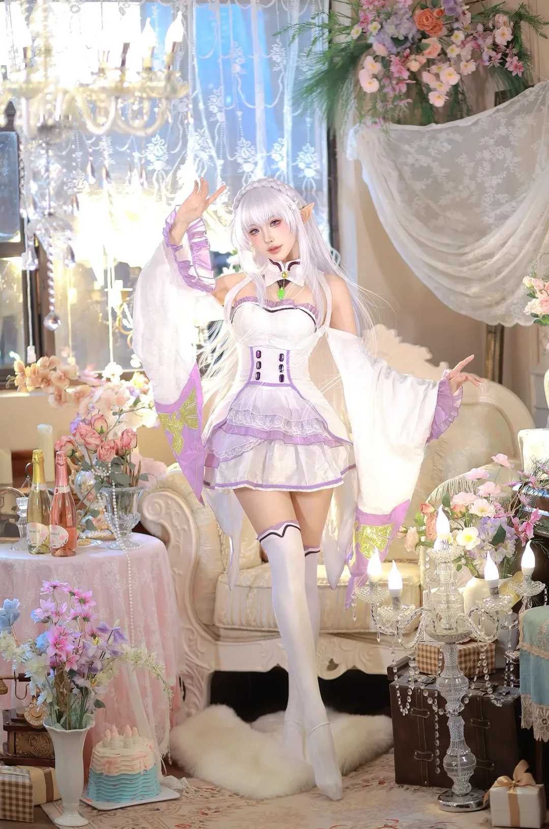 从零开始的异世界生活, 爱蜜莉雅cos, 精灵耳cos, 白丝cosplay, 仙气服装 - 第2张
