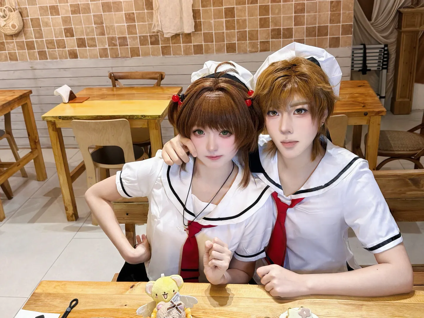 cosplay, 双人cos, 魔卡少女樱, 水手服, 小樱小狼cos - 第1张