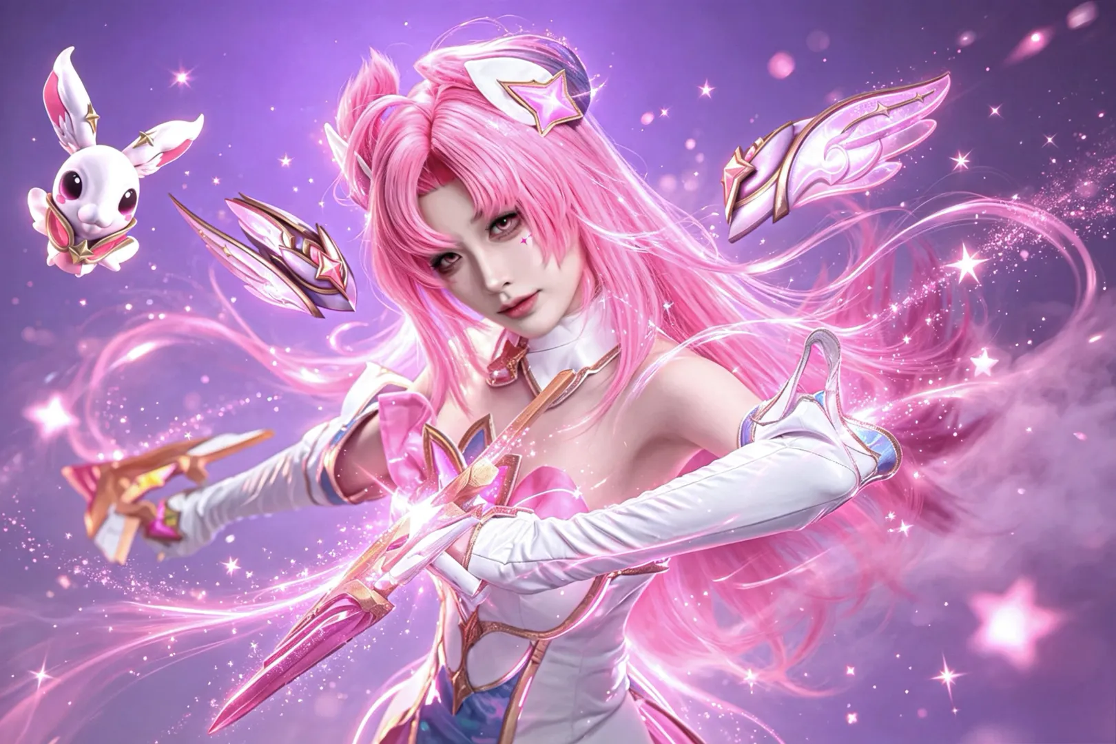 英雄联盟, 粉发cosplay, 卡莎cos, 星之守护者, LOL女铲
