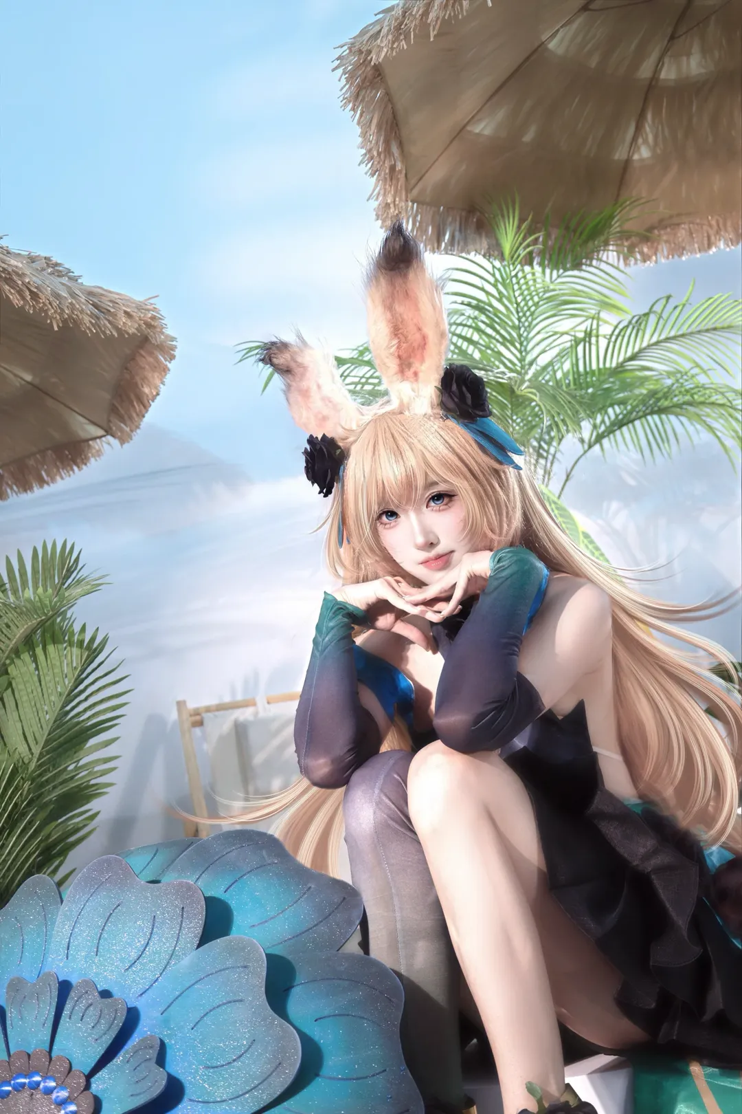 王者荣耀, 二次元cosplay, 公孙离cos, 兔耳少女, 夏日外景