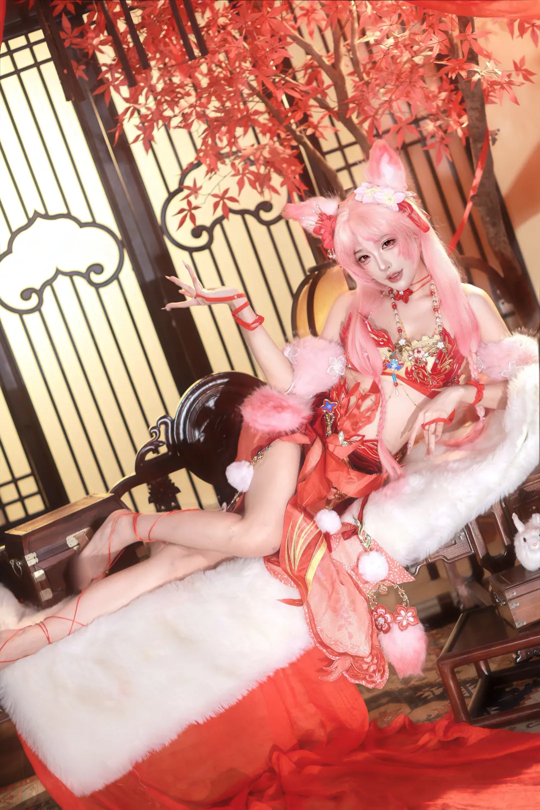 玉玲珑cos, 永劫无间, 古风cosplay, 毛绒兽耳, 喜缘红线cos - 第3张