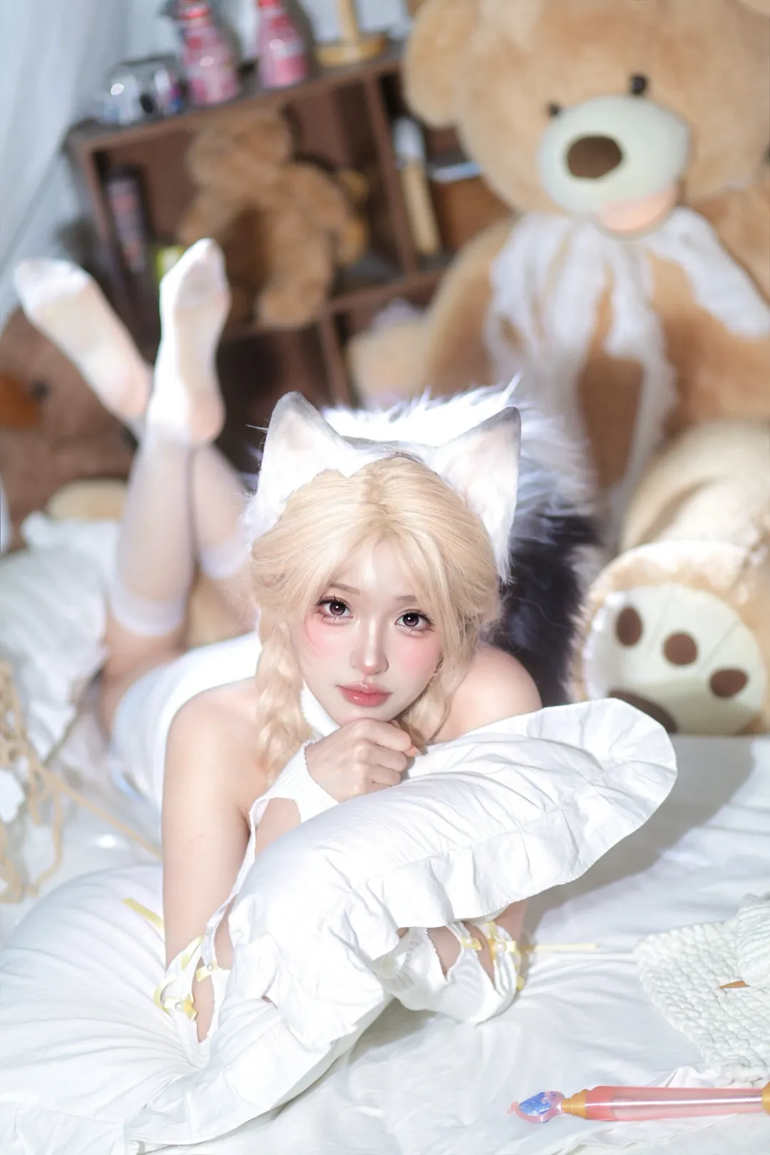 永劫无间, 白丝穿搭, 胡桃cos, 兽耳少女, 高调摄影 - 第2张