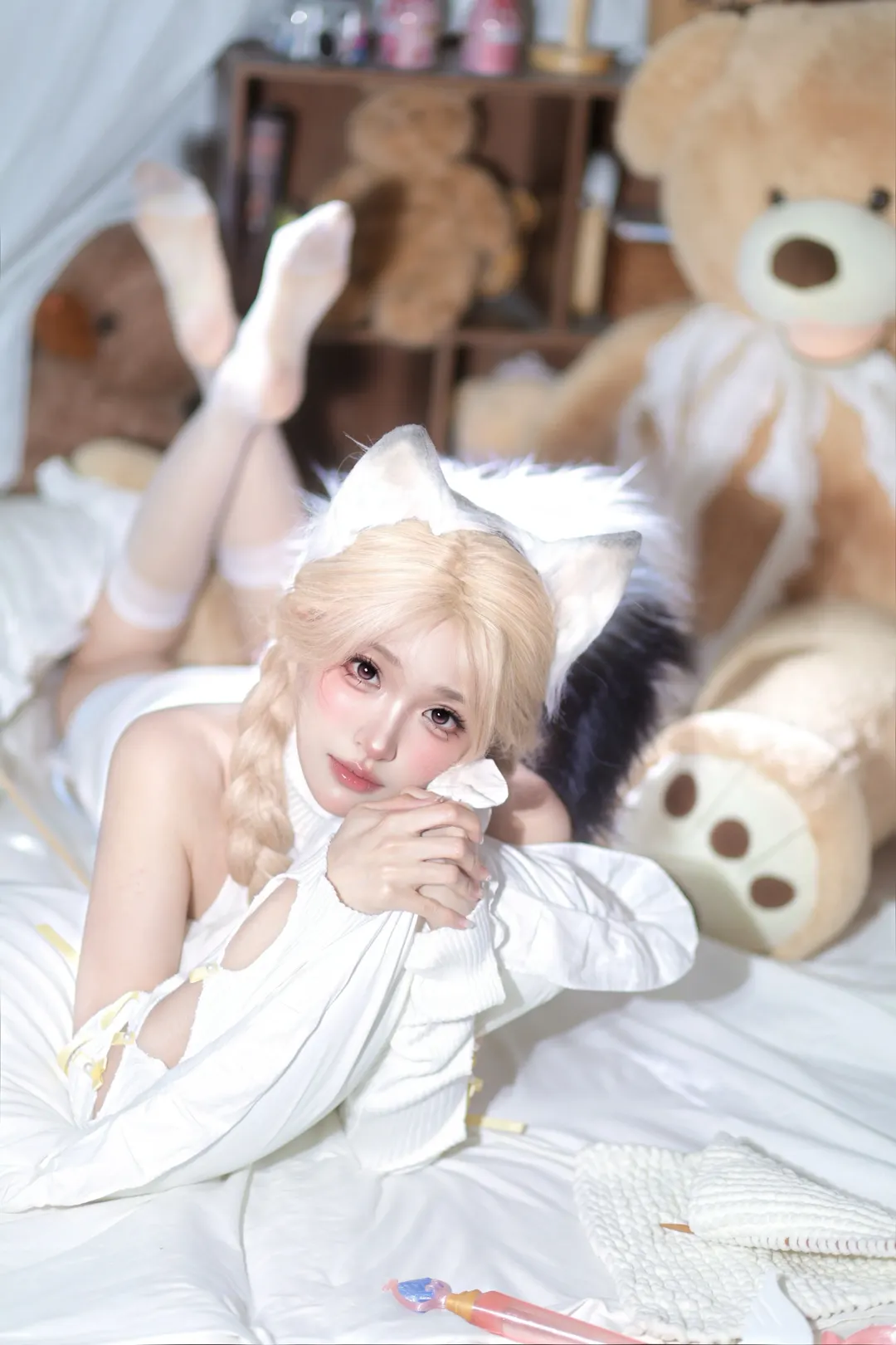 永劫无间, 白丝穿搭, 胡桃cos, 兽耳少女, 高调摄影 - 第4张