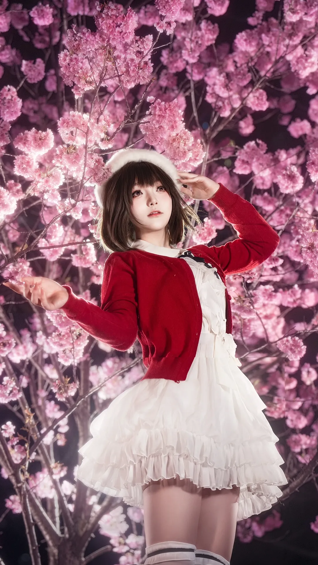 二次元cosplay, 加藤惠cos, 路人女主的养成方法, 夜景摄影, 夜樱人像