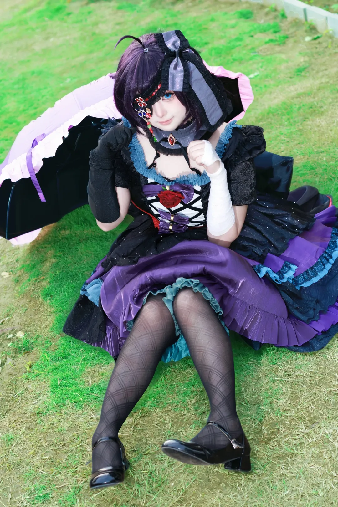 中二病也要谈恋爱, 二次元cosplay, 小鸟游六花cos, 哥特裙装, 眼罩美少女 - 第1张