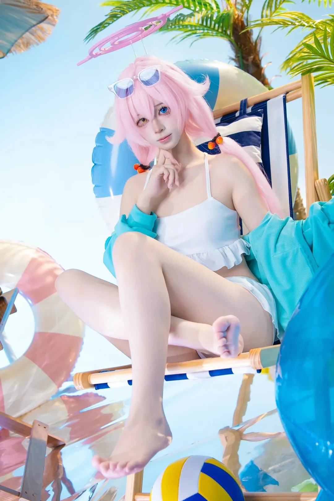 蔚蓝档案, 小鸟游星野cos, 泳装cosplay, 夏日摄影, 二次元还原 - 第1张