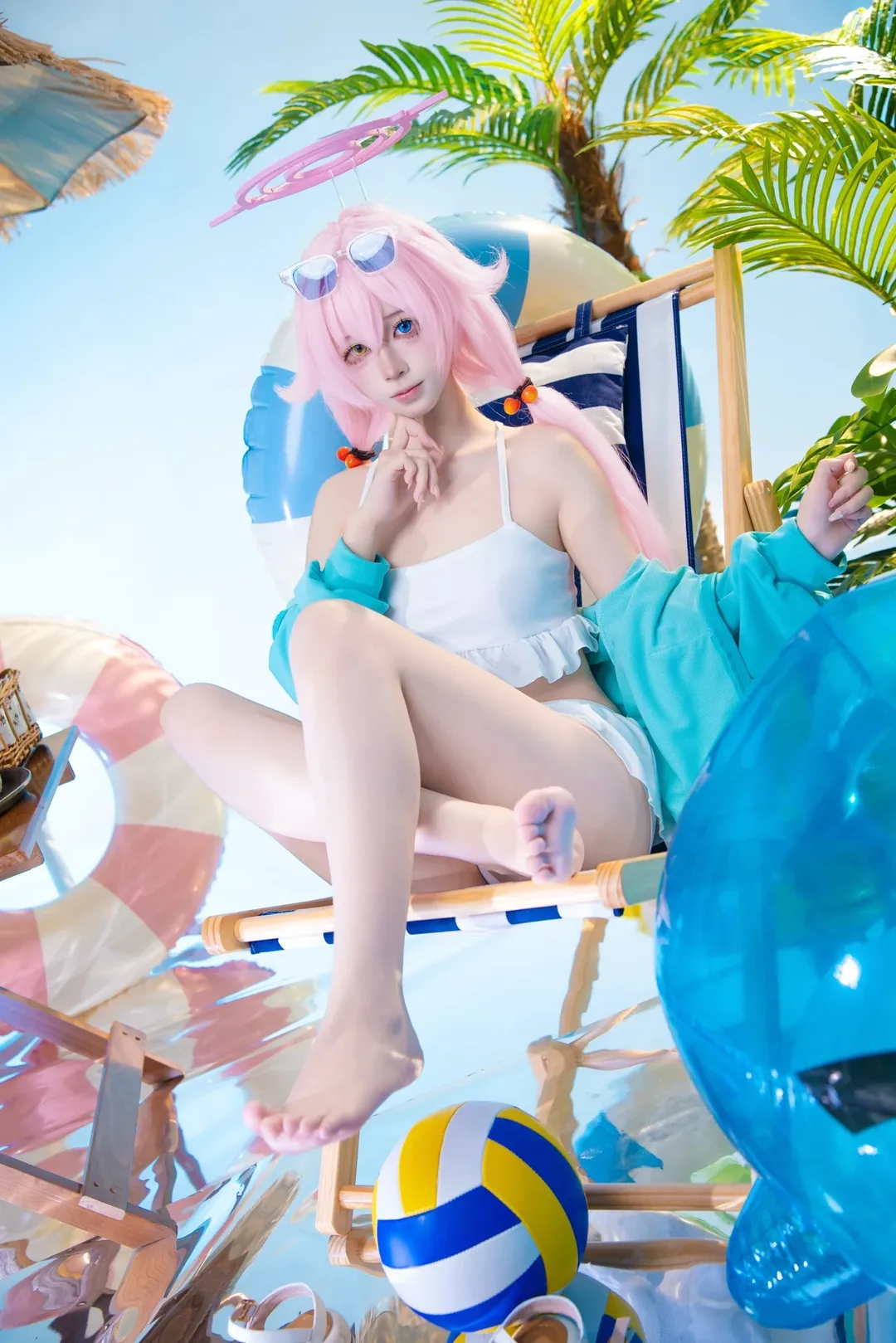 蔚蓝档案, 小鸟游星野cos, 泳装cosplay, 夏日摄影, 二次元还原