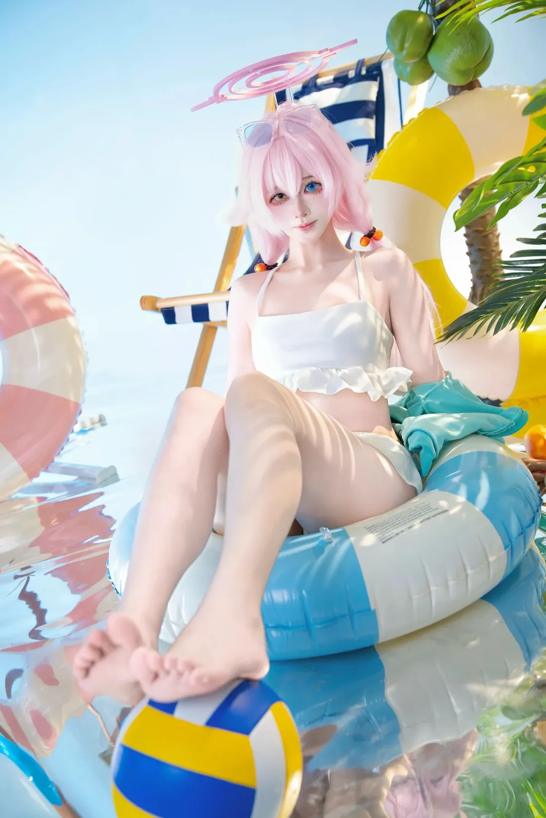 cosplay, 蔚蓝档案, 小鸟游星野cos, 水星野泳装, 夏日泳装写真 - 第2张