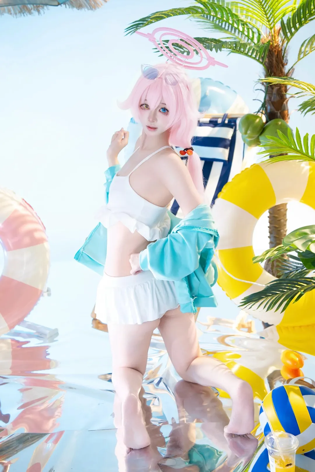 cosplay, 蔚蓝档案, 小鸟游星野cos, 水星野泳装, 夏日泳装写真 - 第3张