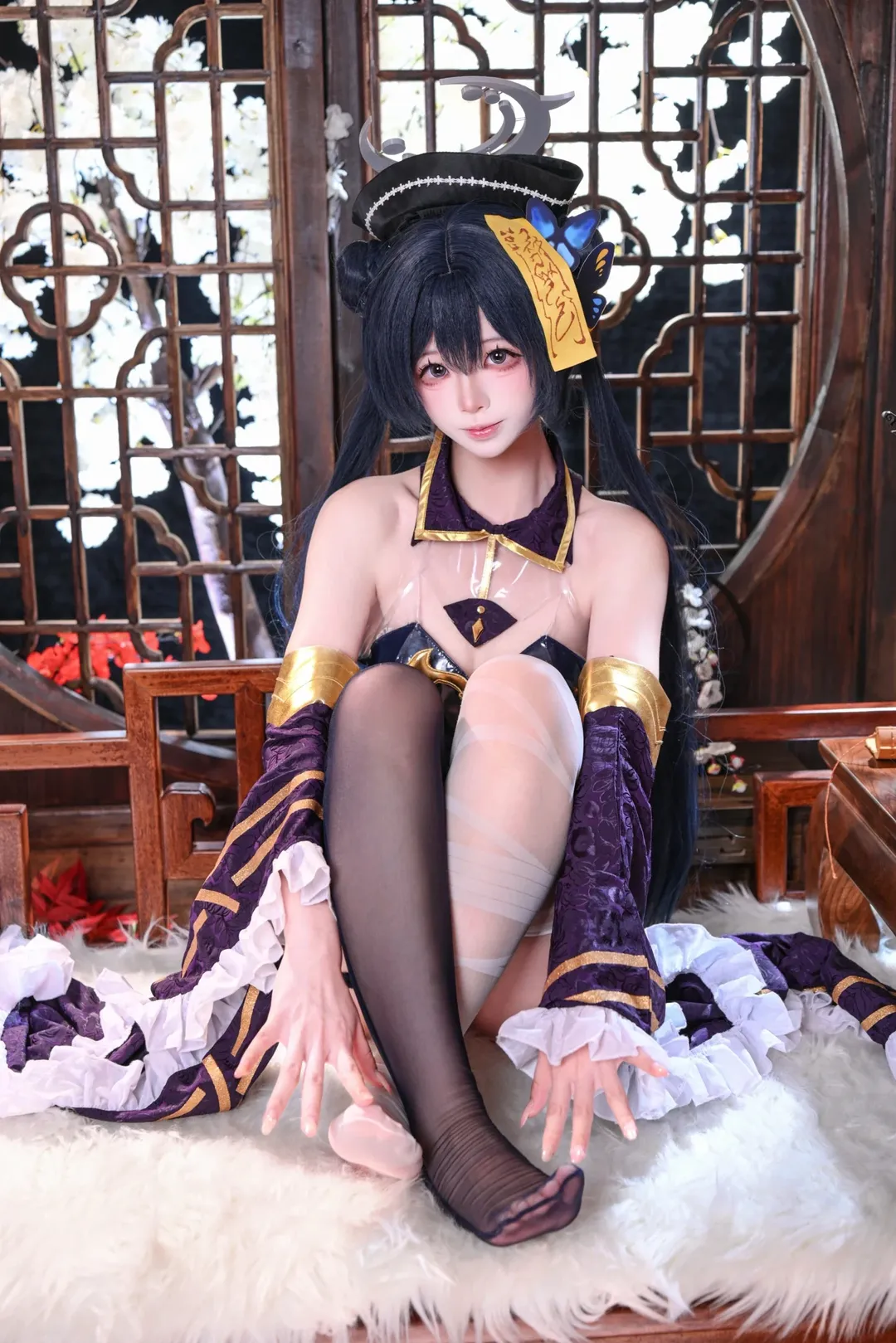 ブルーアーカイブ, キサキ コスプレ, 二次元コスプレ, 小キョンシー, 黒と白のストッキング