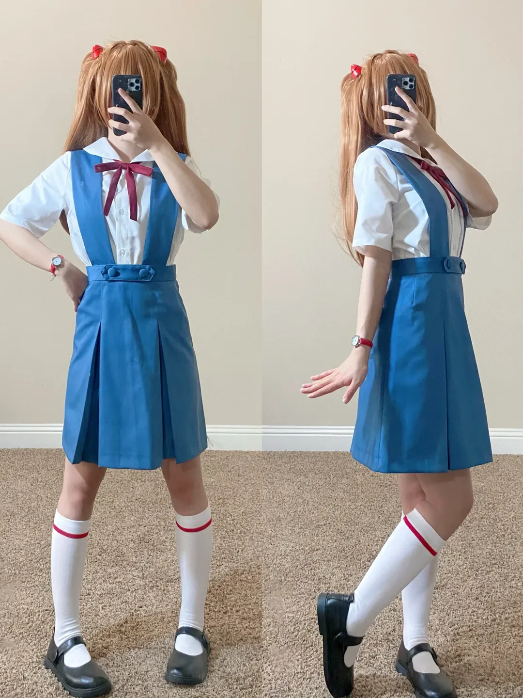 Asuka Cosplay, Neon Genesis Evangelion, Cosplay sharing, Anime-style fashion, EVA school uniform