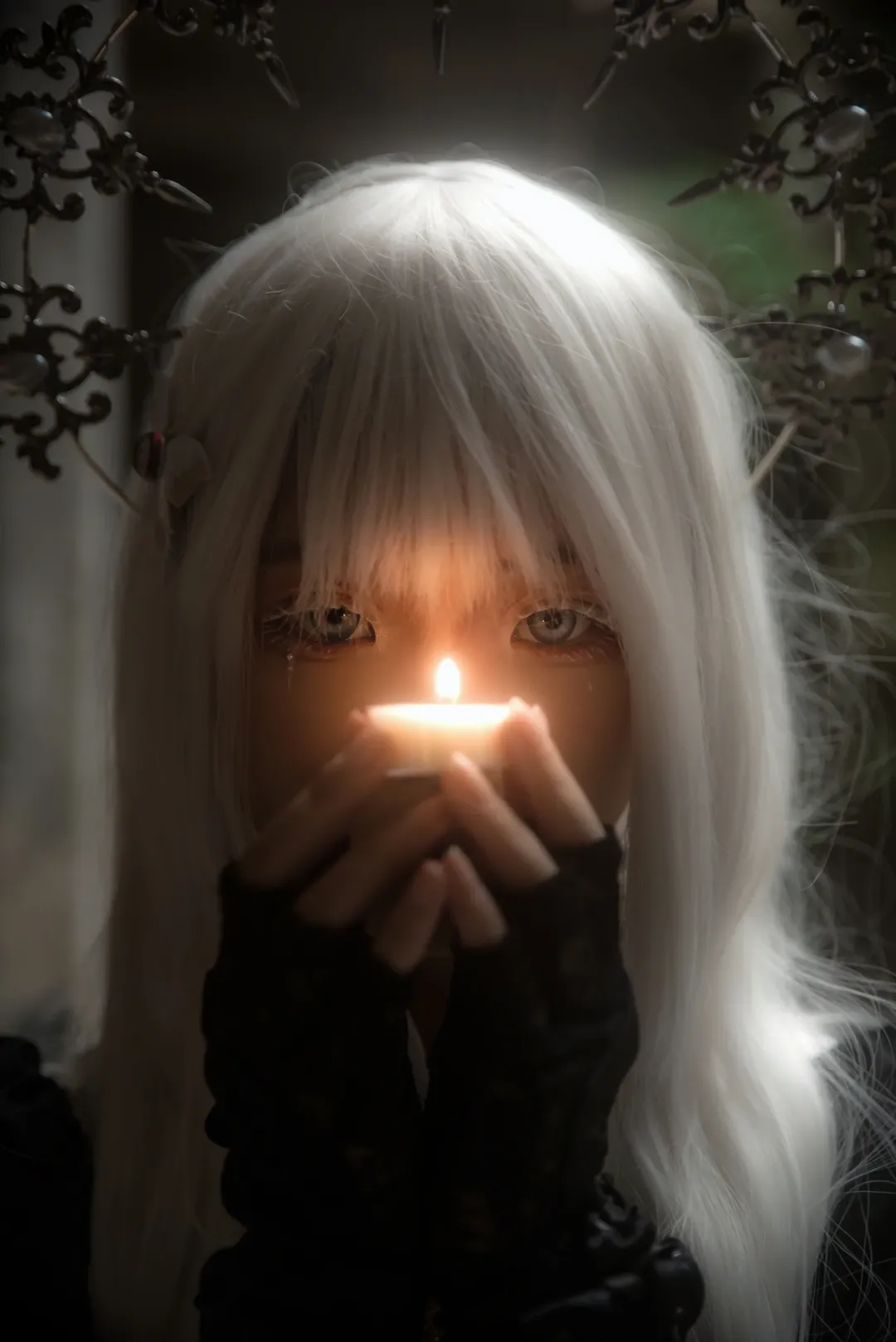 Portrait photography, Ruins photography, White hair cosplay, Gothic Lolita, Prayer for the dead - Image 1