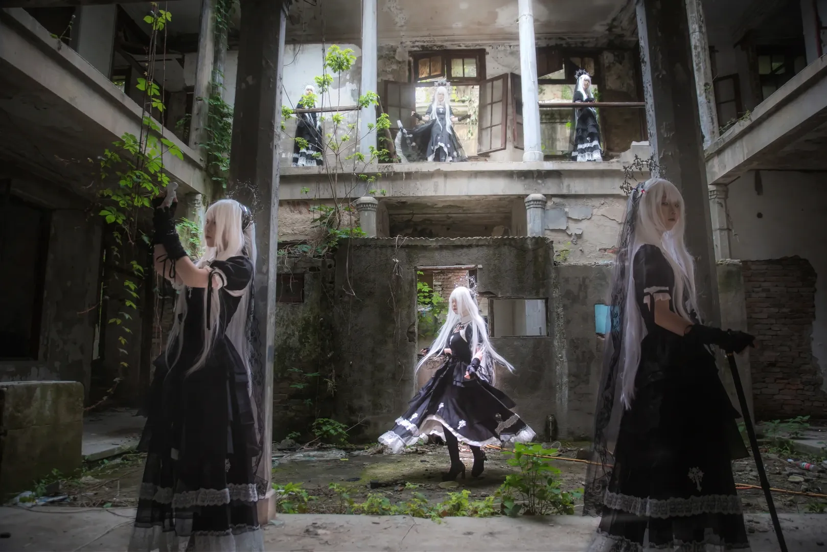 Portrait photography, Ruins photography, White hair cosplay, Gothic Lolita, Prayer for the dead - Image 4