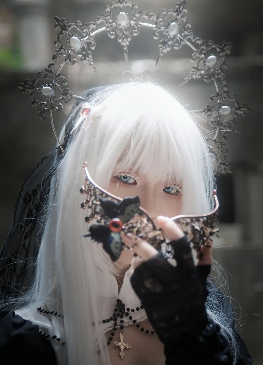 Portrait photography, Ruins photography, White hair cosplay, Gothic Lolita, Prayer for the dead - Image 6