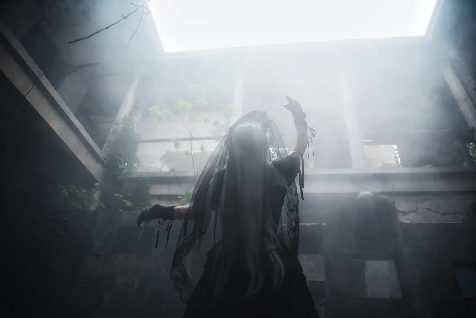 Portrait photography, Ruins photography, White hair cosplay, Gothic Lolita, Prayer for the dead - Image 7