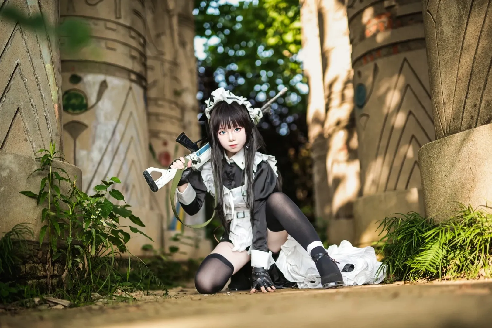 人像摄影, 战斗女仆cos, 武汉cosplay, 户外光影, 废墟风摄影 - 第8张