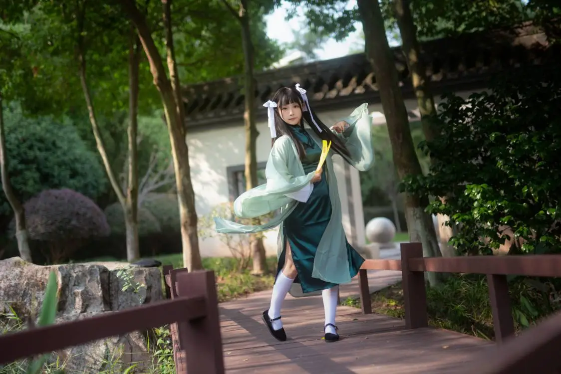 古風コスプレ, コスプレシェア, ツインテール, 漢元素コーデ, 庭園ポートレート - 2枚目