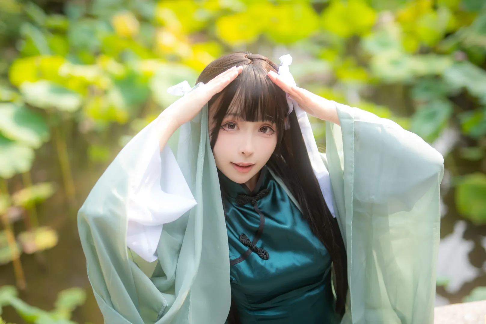 古風コスプレ, コスプレシェア, ツインテール, 漢元素コーデ, 庭園ポートレート - 3枚目