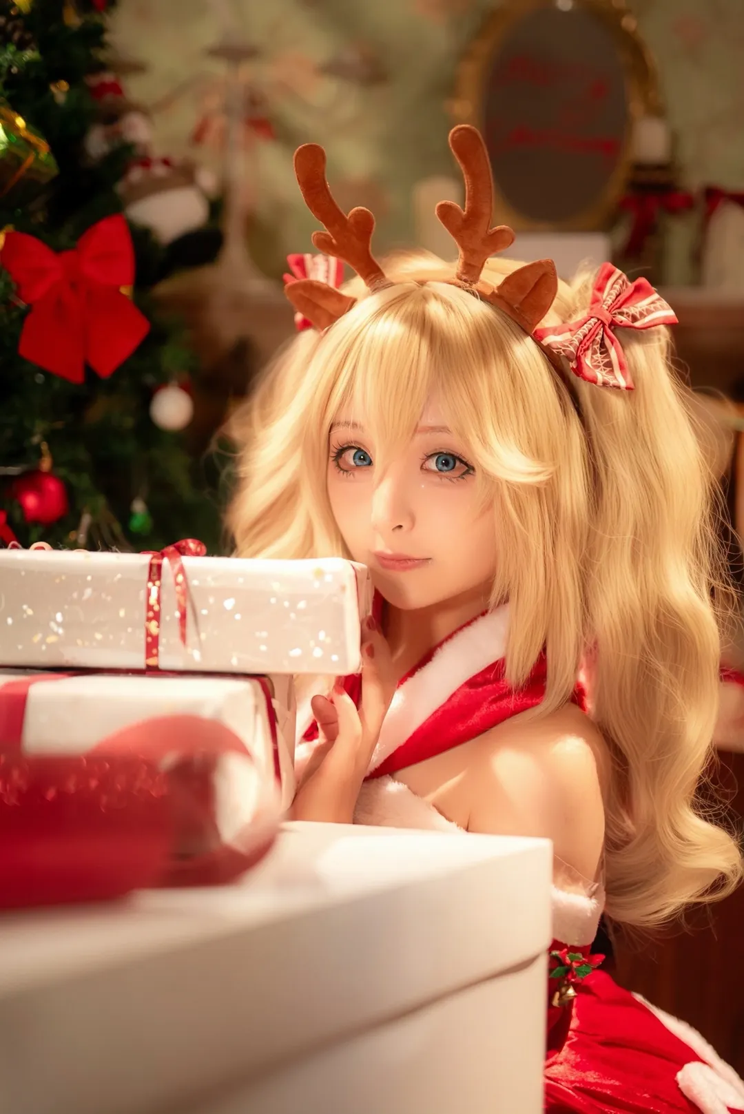 原神, 芭芭拉cos, cosplay穿搭, 圣诞节cosplay, 圣诞正片 - 第1张