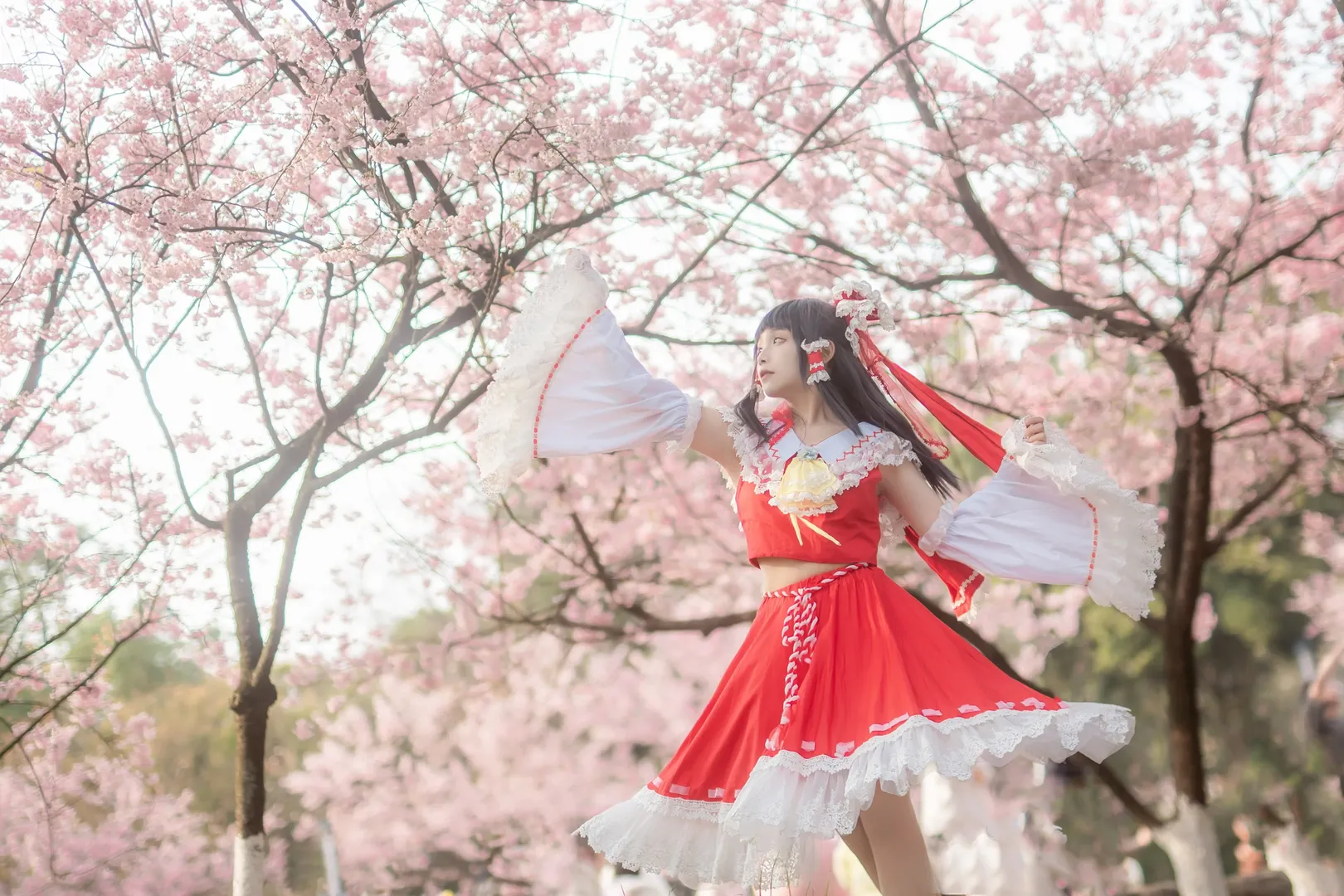博丽灵梦cos, 东方project, 樱花摄影, cosplay正片, 重庆人像摄影 - 第3张