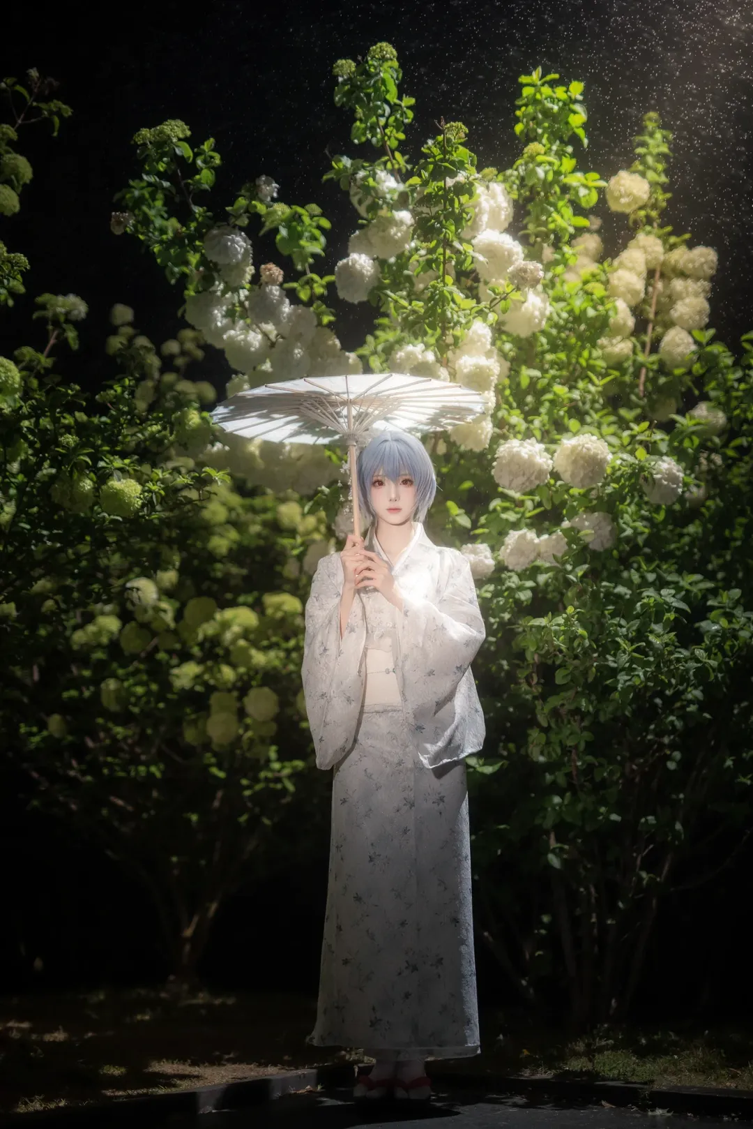 绫波丽cos, EVA, 重庆大学, 和服夜景人像, 雨夜氛围感 - 第1张