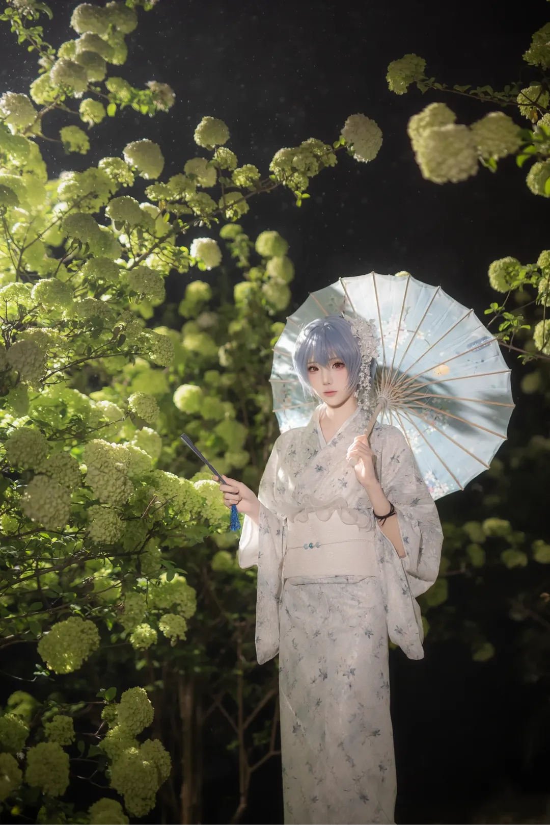 绫波丽cos, EVA, 重庆大学, 和服夜景人像, 雨夜氛围感