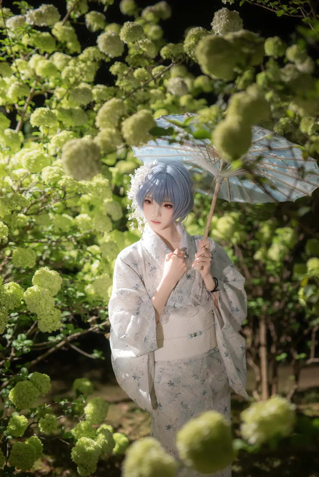 绫波丽cos, EVA, 重庆大学, 和服夜景人像, 雨夜氛围感 - 第7张