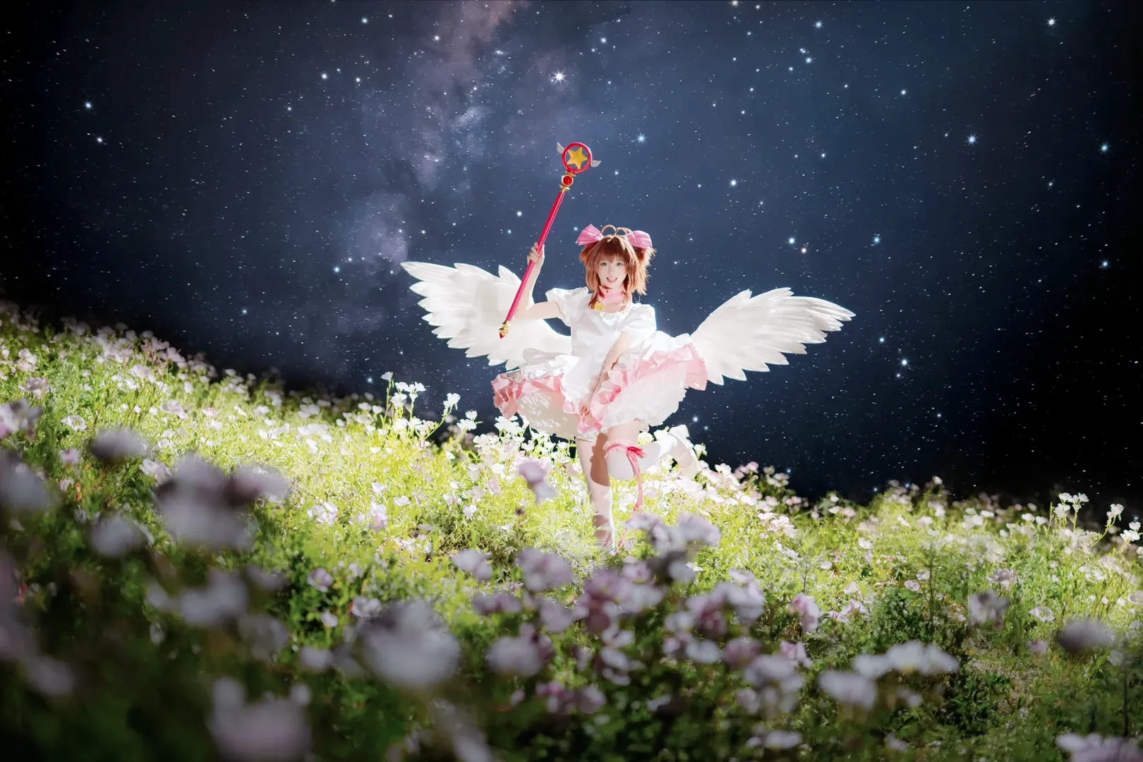 小樱cos, 魔法少女樱, 夜景人像, 重庆约拍, 花海写真 - 第2张