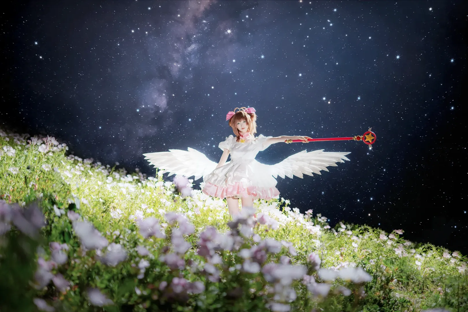 小樱cos, 魔法少女樱, 夜景人像, 重庆约拍, 花海写真