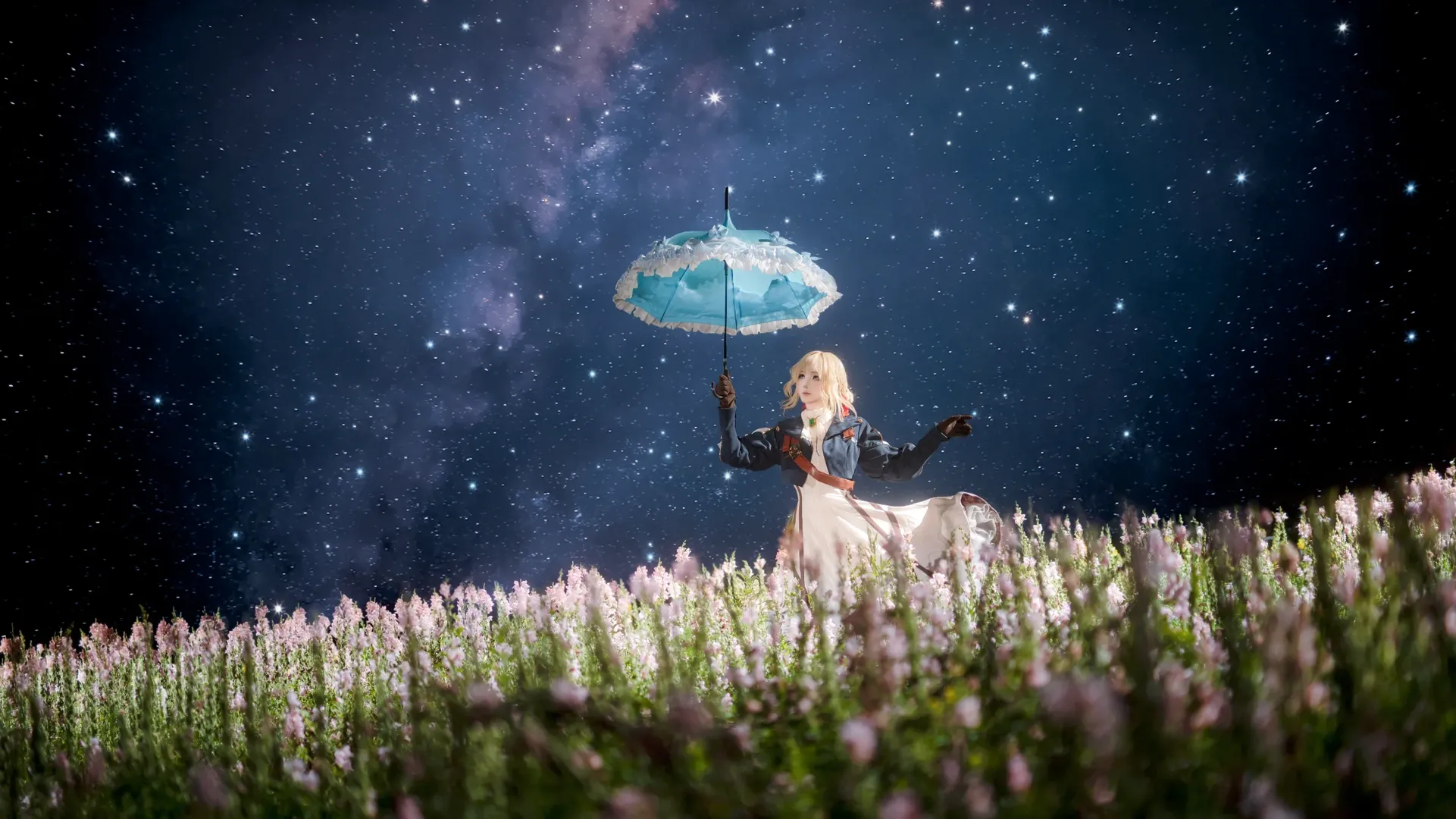 二次元摄影, 夜景人像, 薇尔莉特cos, 紫罗兰永恒花园, 花海写真 - 第2张