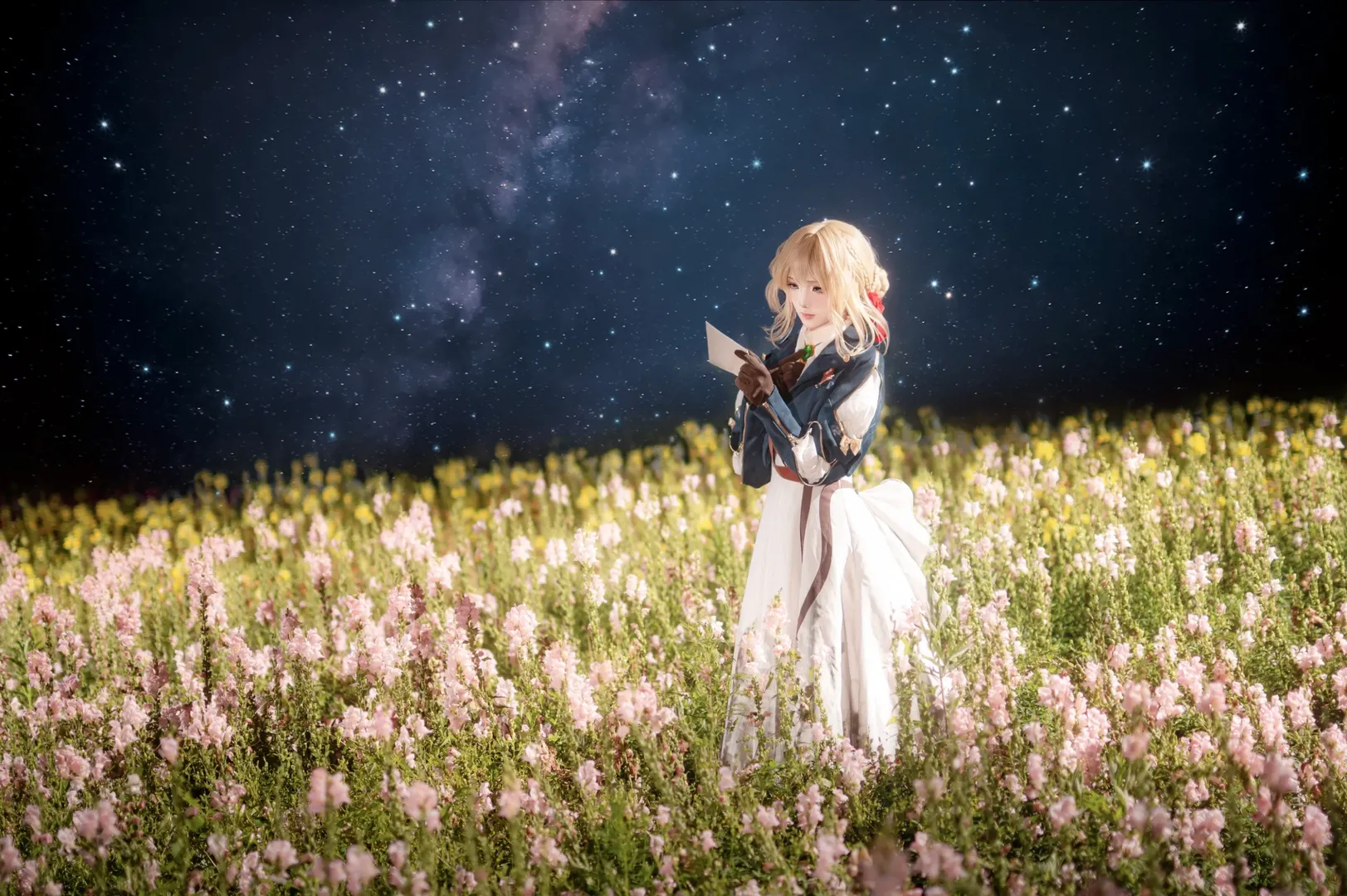 二次元摄影, 夜景人像, 薇尔莉特cos, 紫罗兰永恒花园, 花海写真 - 第5张