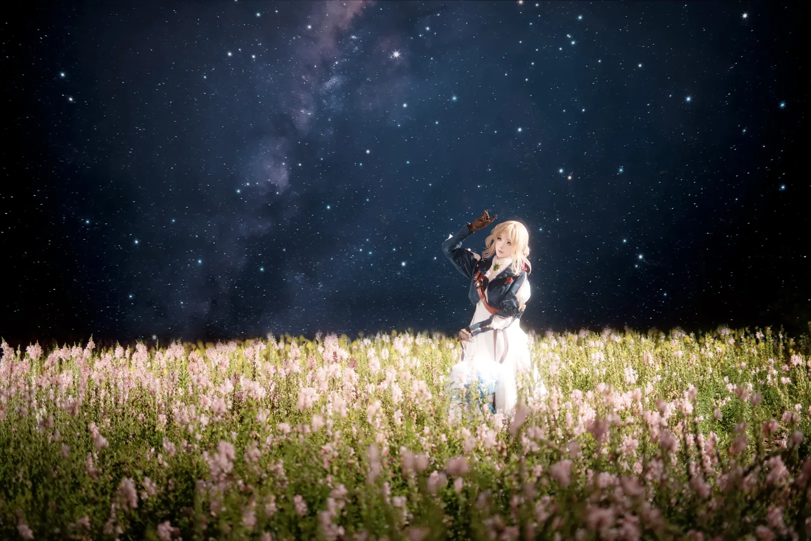二次元摄影, 夜景人像, 薇尔莉特cos, 紫罗兰永恒花园, 花海写真 - 第6张