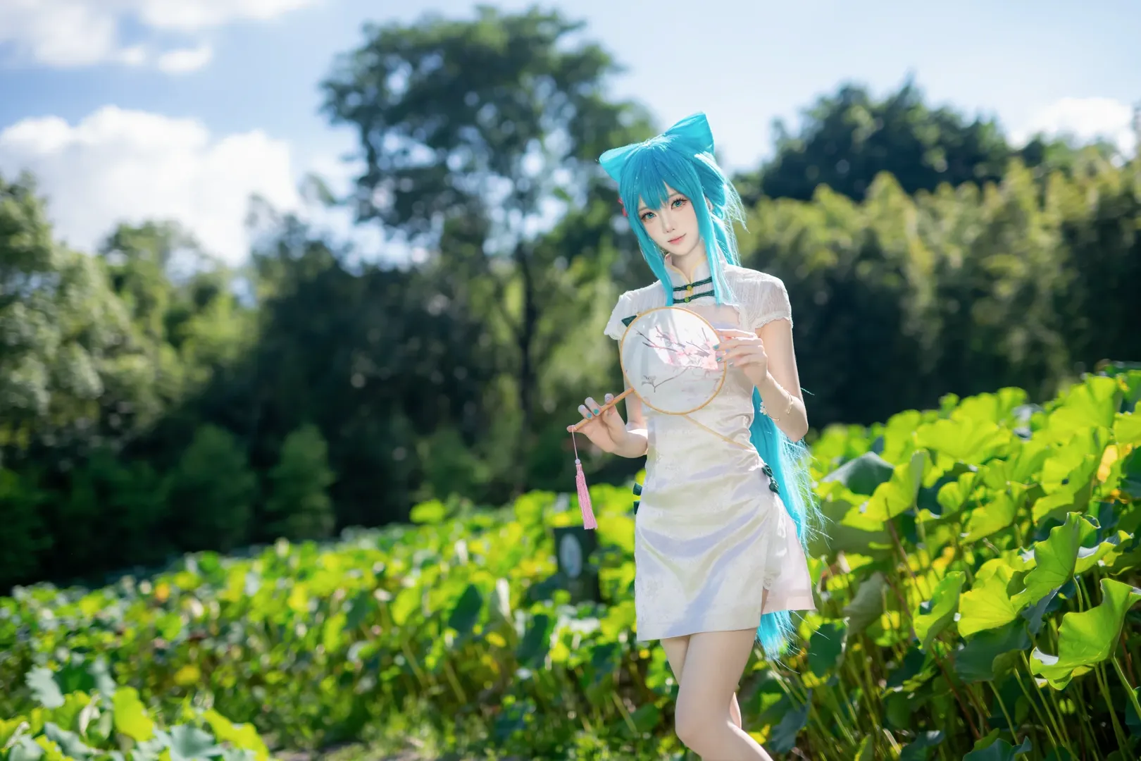 二次元攝影, 初音未來cos, 國風cosplay, 重慶大學校園, 荷花池外景寫真 - 第6張